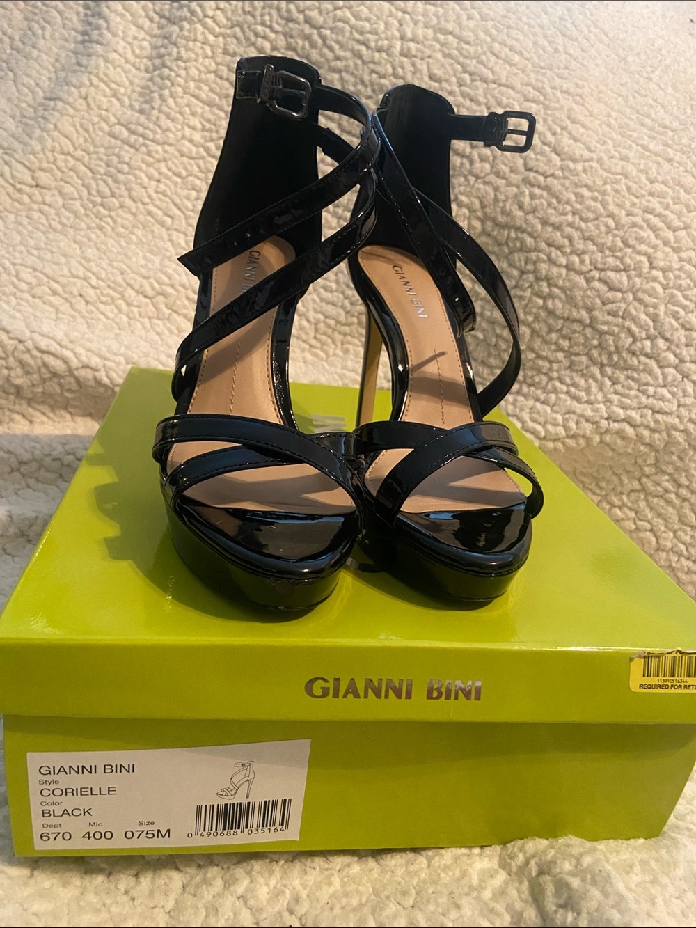 Gianni Bini Black Patent Crisscross Platform Heels